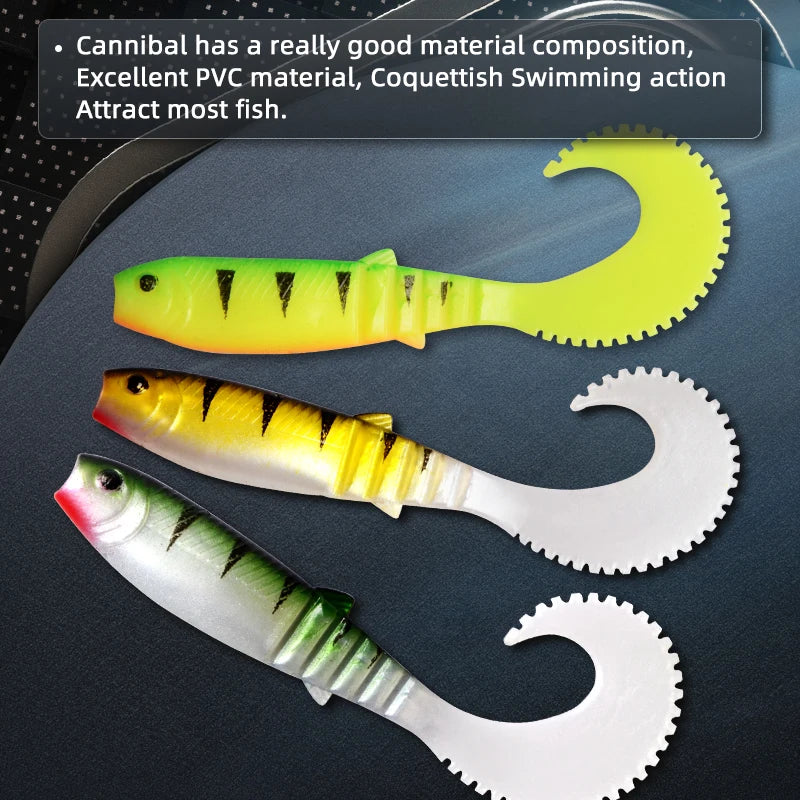 Cannibal Curved Tail Fishing Lures Artificial Wobblers