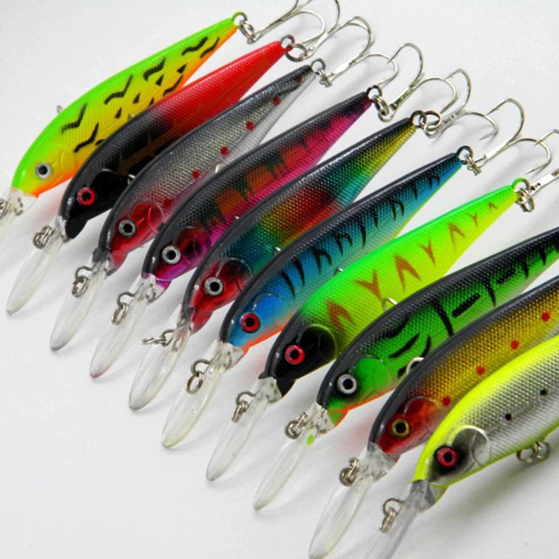 10 PCS  Fish Lure Set Wobbler Baits  Built-in Bill