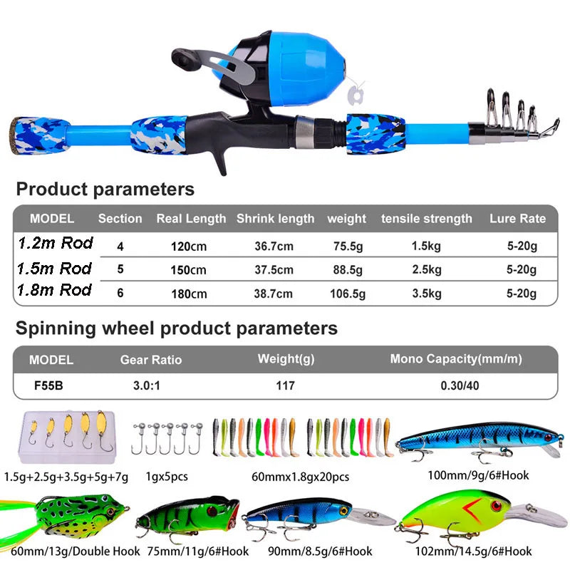 Children Fishing Rod and Spincast Reel Combo