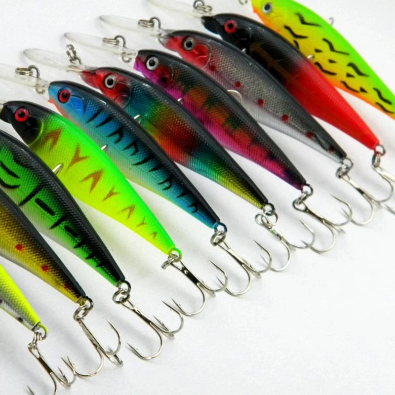 10 PCS  Fish Lure Set Wobbler Baits  Built-in Bill