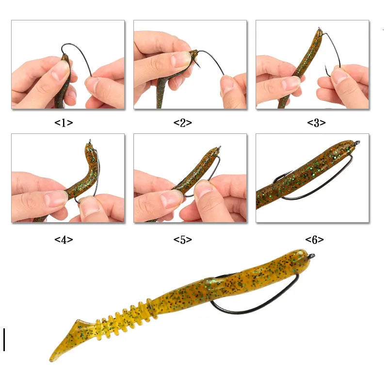 100 pcs Wide Gap Worm Fishing  Bass Hooks