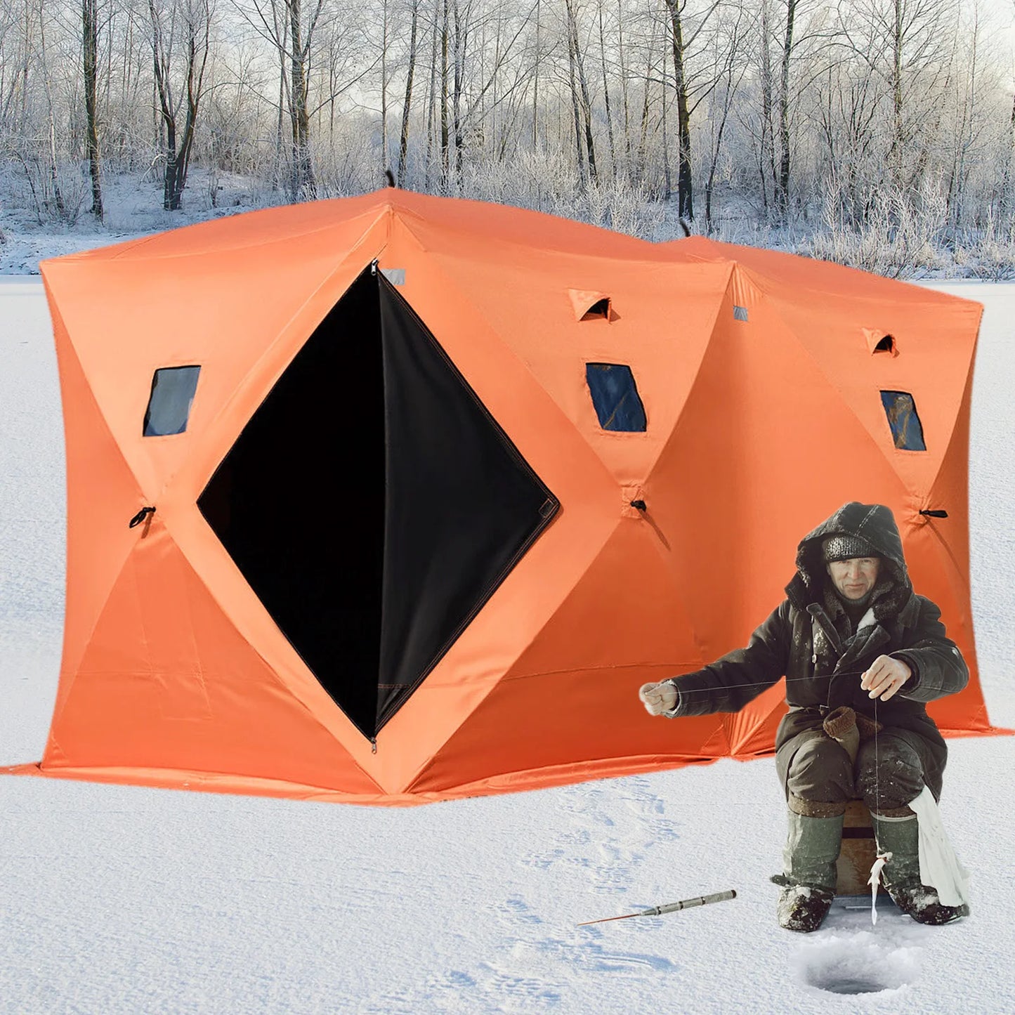 Ice Fishing Tent Warm Awning Pop-Up 8-Person