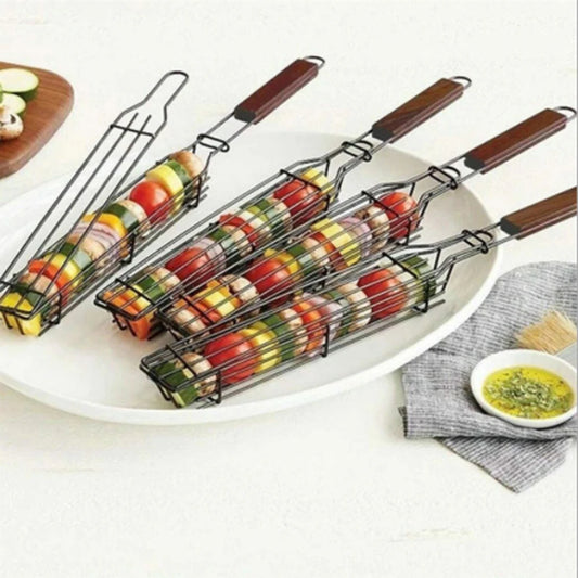 4Pcs Portable  Grilling Basket Stainless Steel Nonstick Barbecue