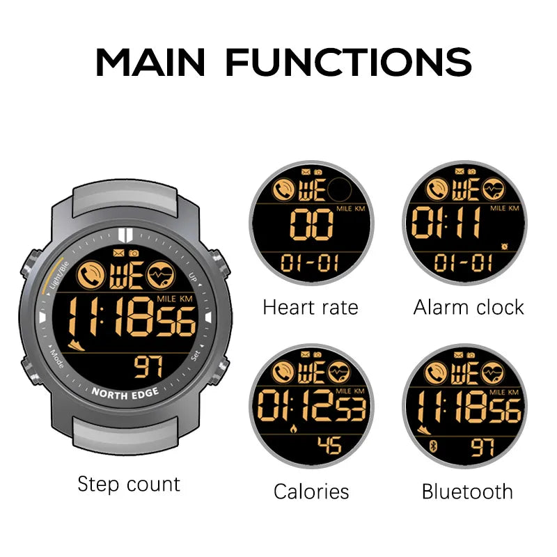 Men's Digital Watch Waterproof Running Sports Pedometer