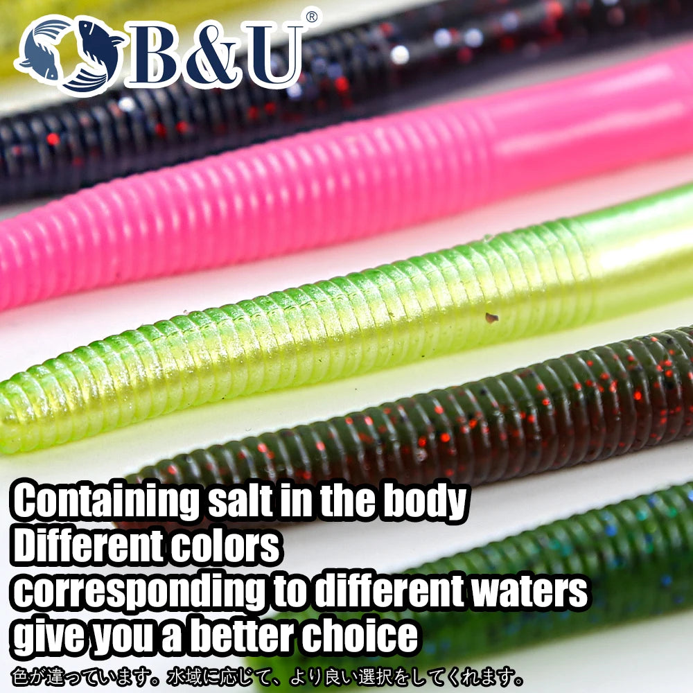 6pc Fishing Worm Lures Soft Swimbait Jigging Plastic