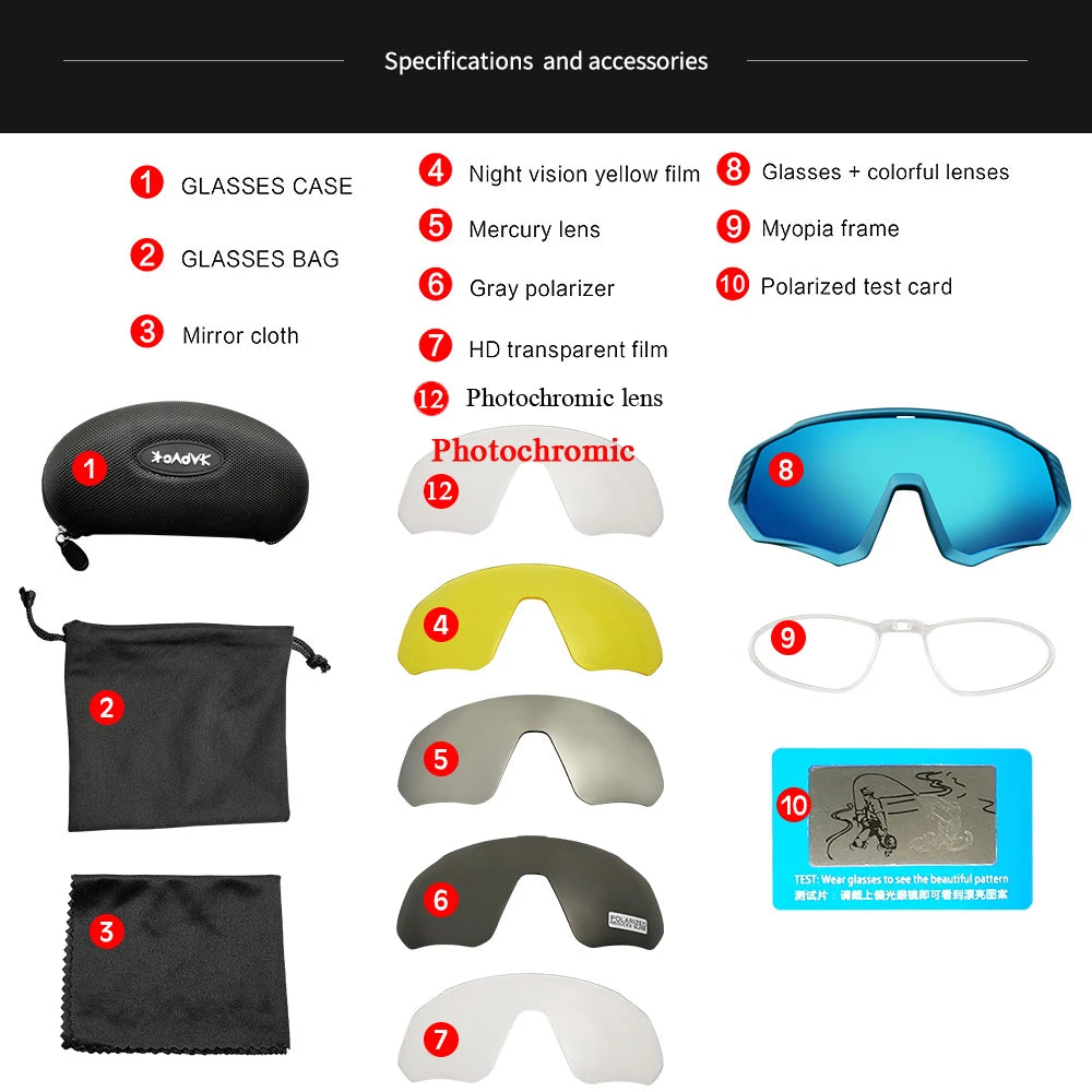 6 Lens Photochromic Polarized 2024  Sports Sunglasses