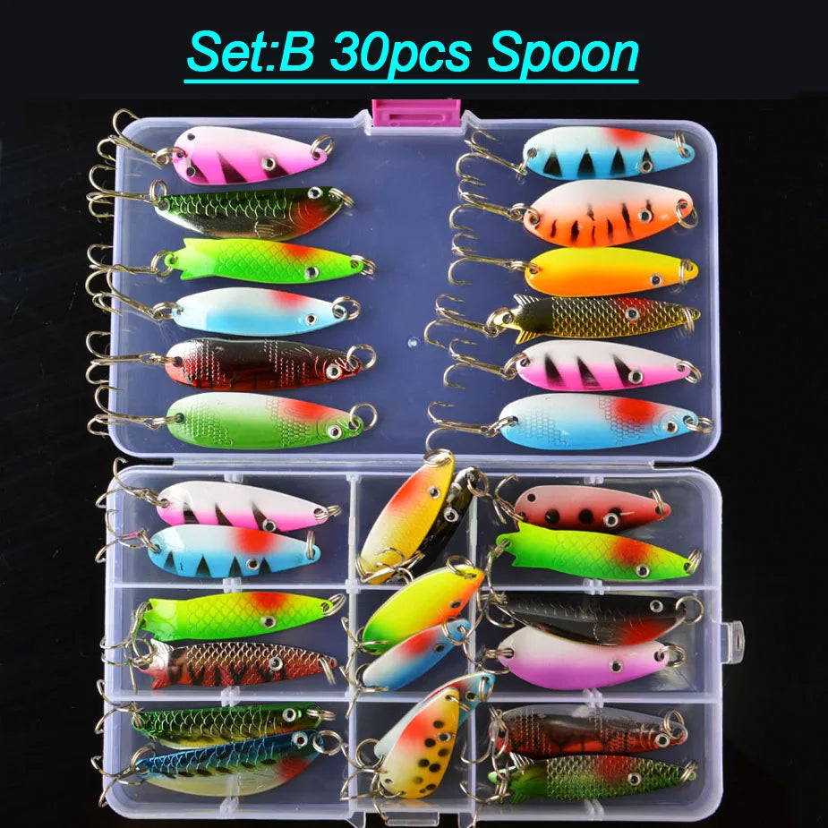 Colorful Spoon Fishing Lure Set Spinner