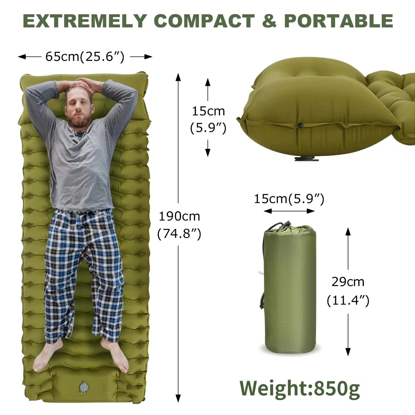 Camping Inflatable Mattress ,  Built-in Pillow ,Pump