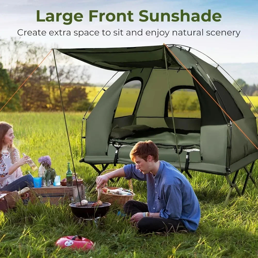 Tent Cot, Folding with Mattress & Pillows,