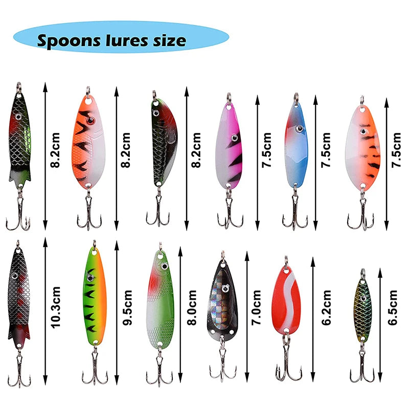 Colorful Spoon Fishing Lure Set Spinner