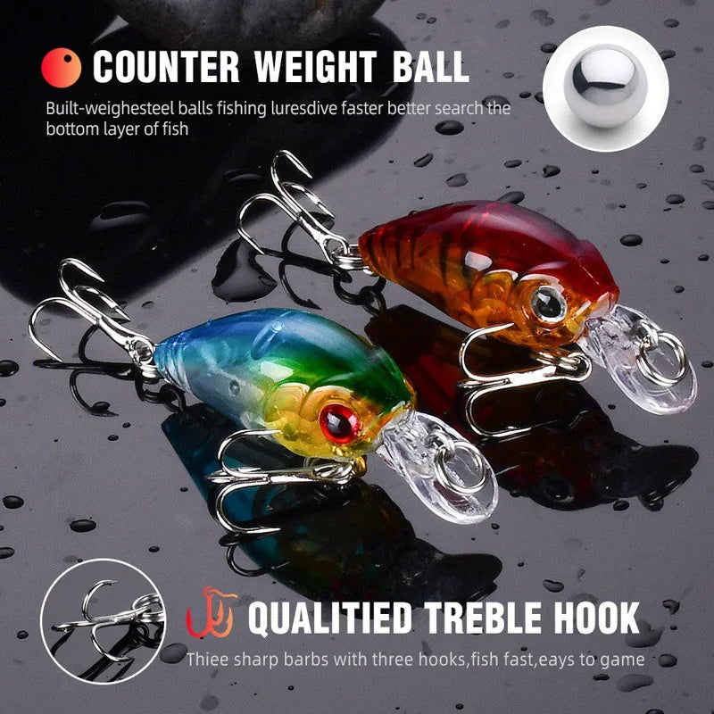 8pcs Crank Bait Minnow Fishing Lure Set