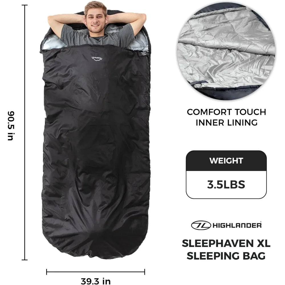 XL Wide Tall Lightweight 2 Season Sleeping Bag