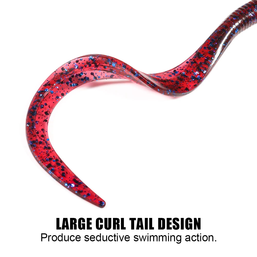 Jumbo Worm Soft  Lure Long Curl Tail Grub