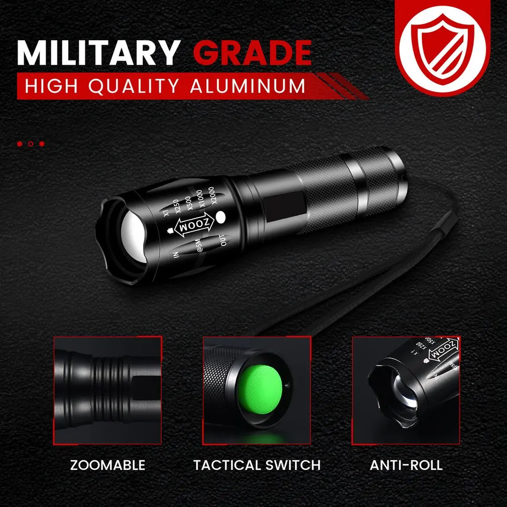 2Pcs LED Flashlights High Lumens  Zoomable Beam