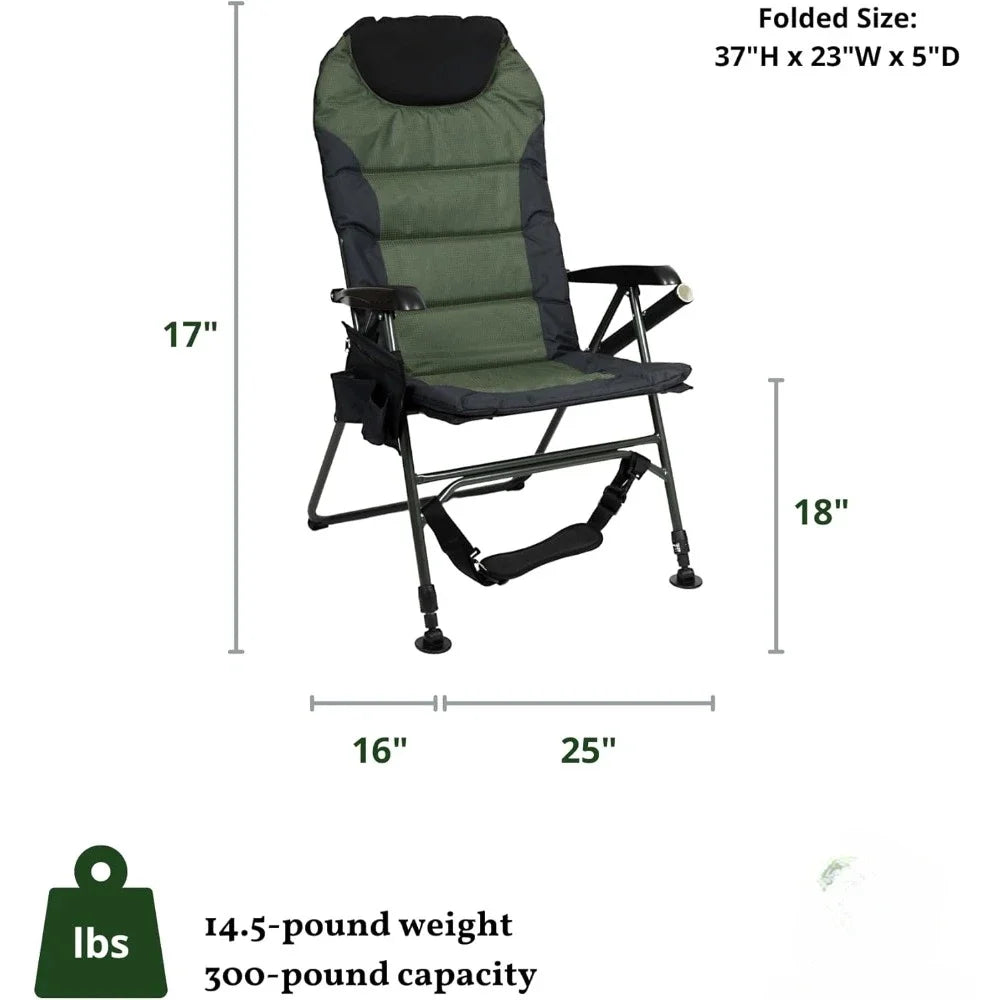 Folding Fishing Chair, Ultimate Comfort  Reclining Feature