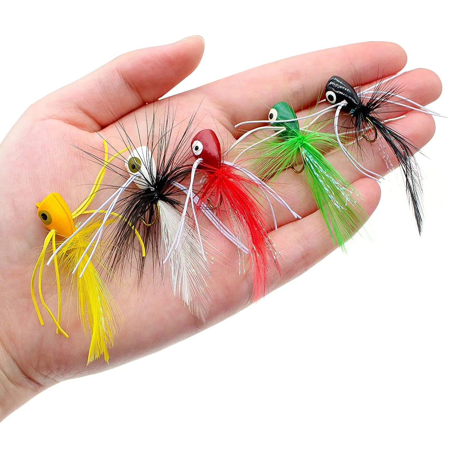 5PCS Topwater Fly Fishing Popper Dry Flies