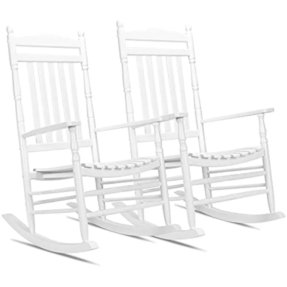 2 PCS Wood Rocking Chair  450 lbs Support  High Back