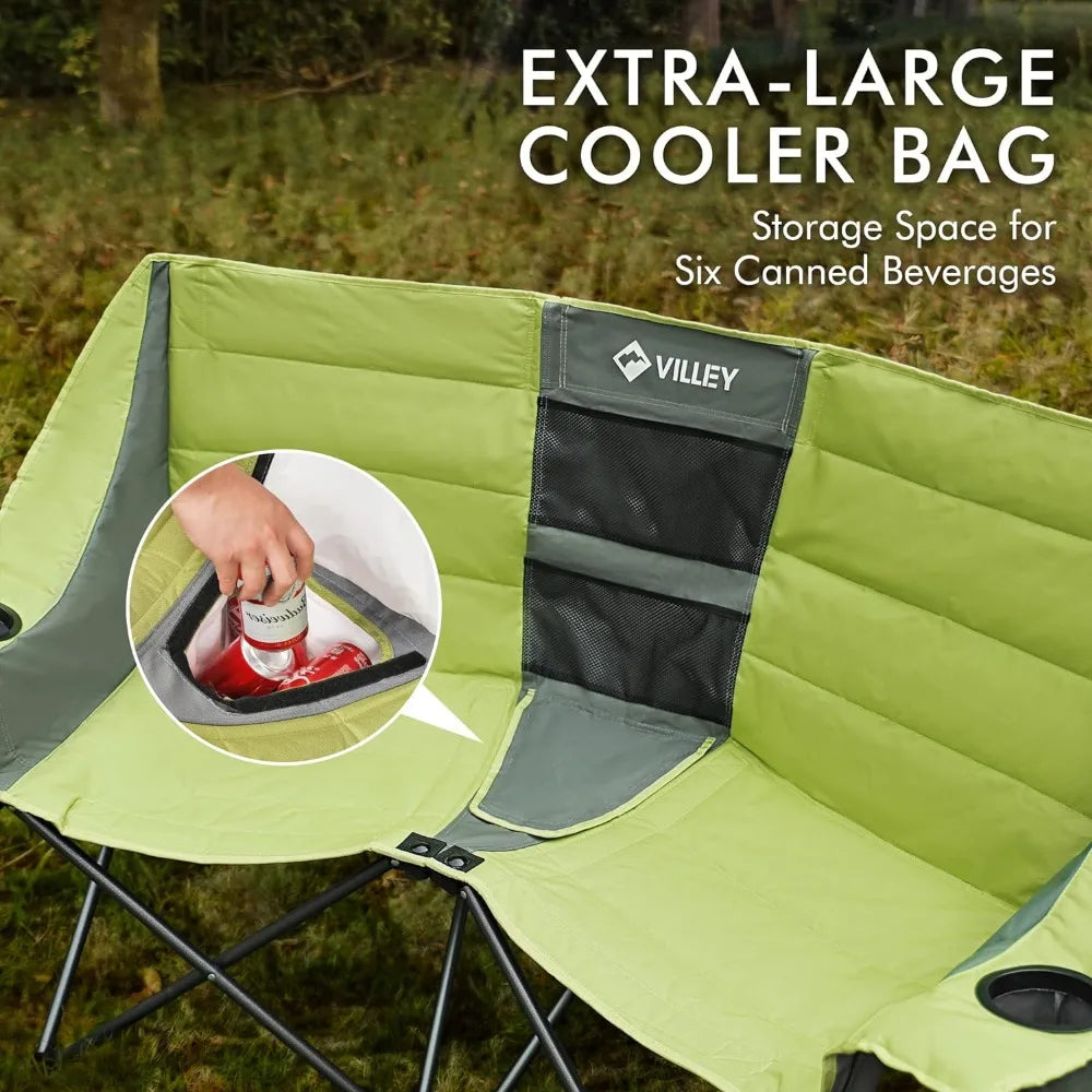 Camping Loveseat w/Cooler Bag,  Heavy Duty Padded