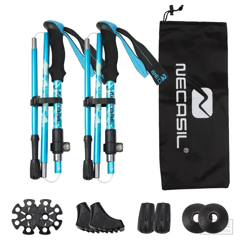 2pcs Trekking  Folding Collapsible Hiking Poles