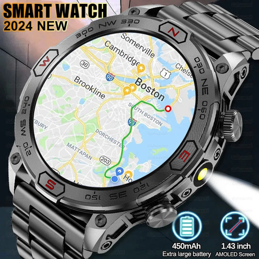 2024 New Outdoor Military GPS  Smart Watch Men