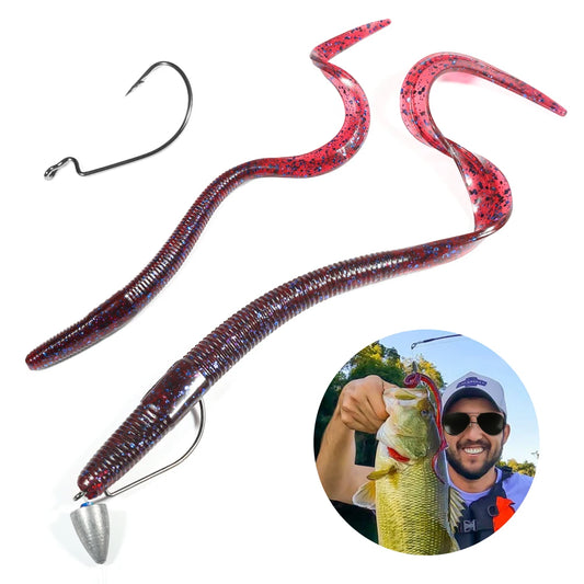 Jumbo Worm Soft  Lure Long Curl Tail Grub