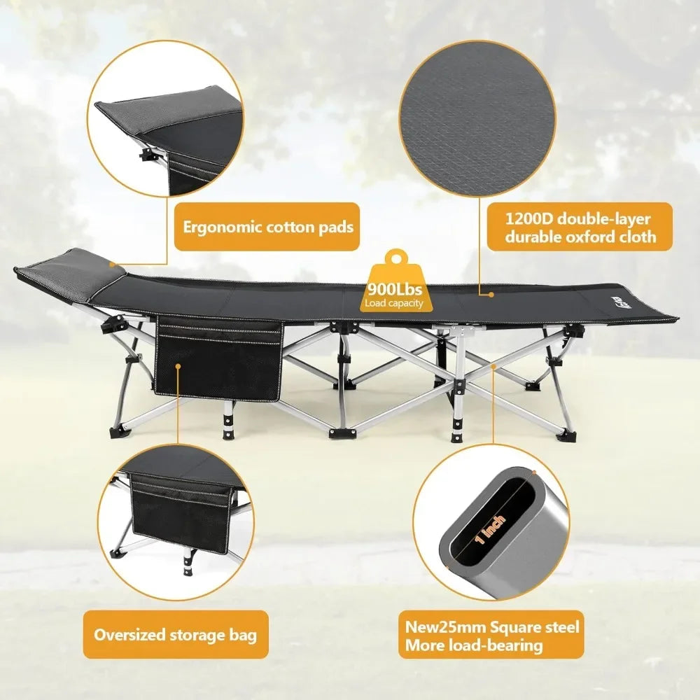 Camping  Folding Outdoor Cot and  Pad - Portable