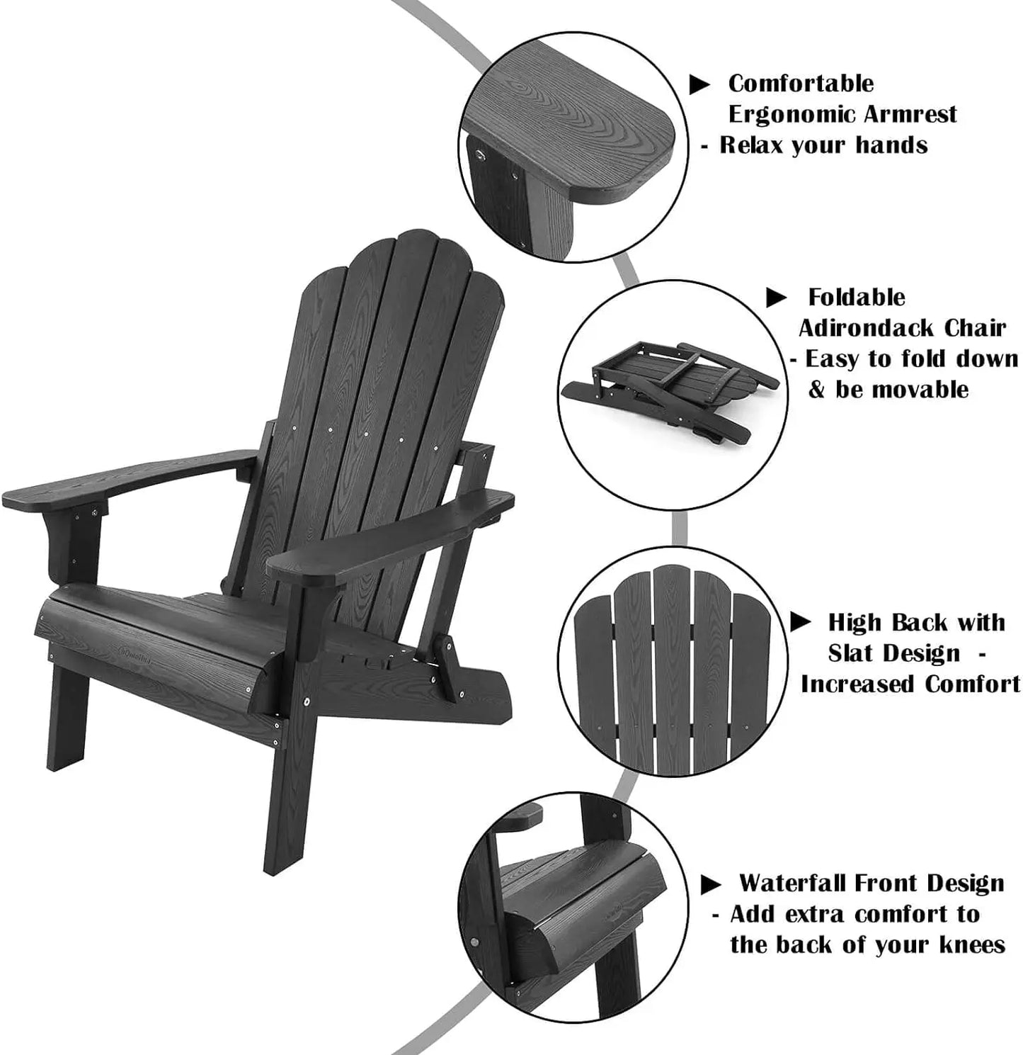 Folding Adirondack Chairs Set of 4 Patio