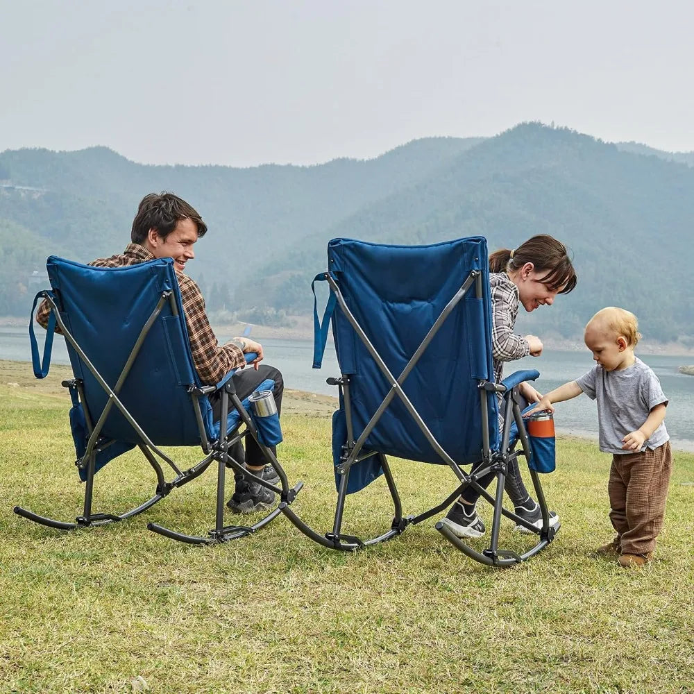 Oversized Folding Rocking Camping Padded Portable  Chair