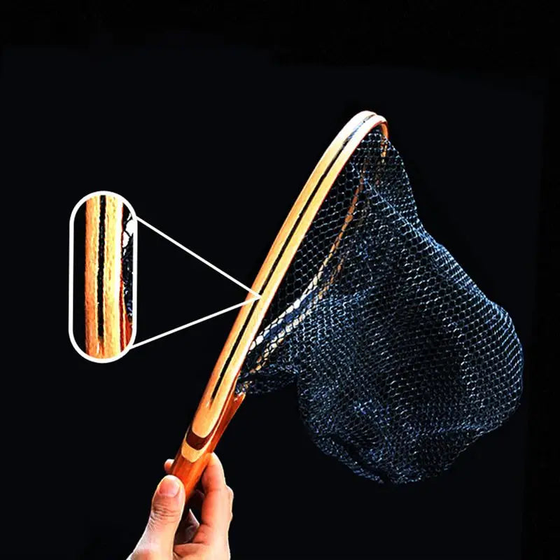 Fly Fishing Net Net With Wooden Handle