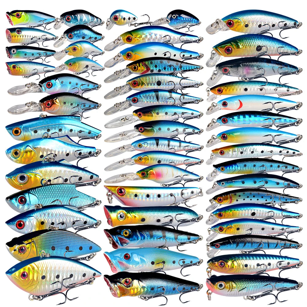 50pcs Fishing Lure Set  Crankbait Mini Minnow Floating