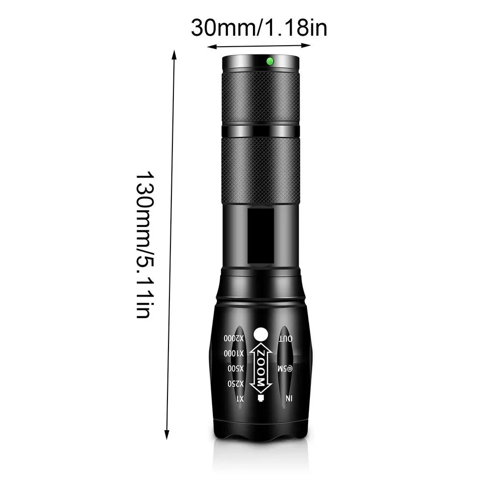 2Pcs LED Flashlights High Lumens  Zoomable Beam