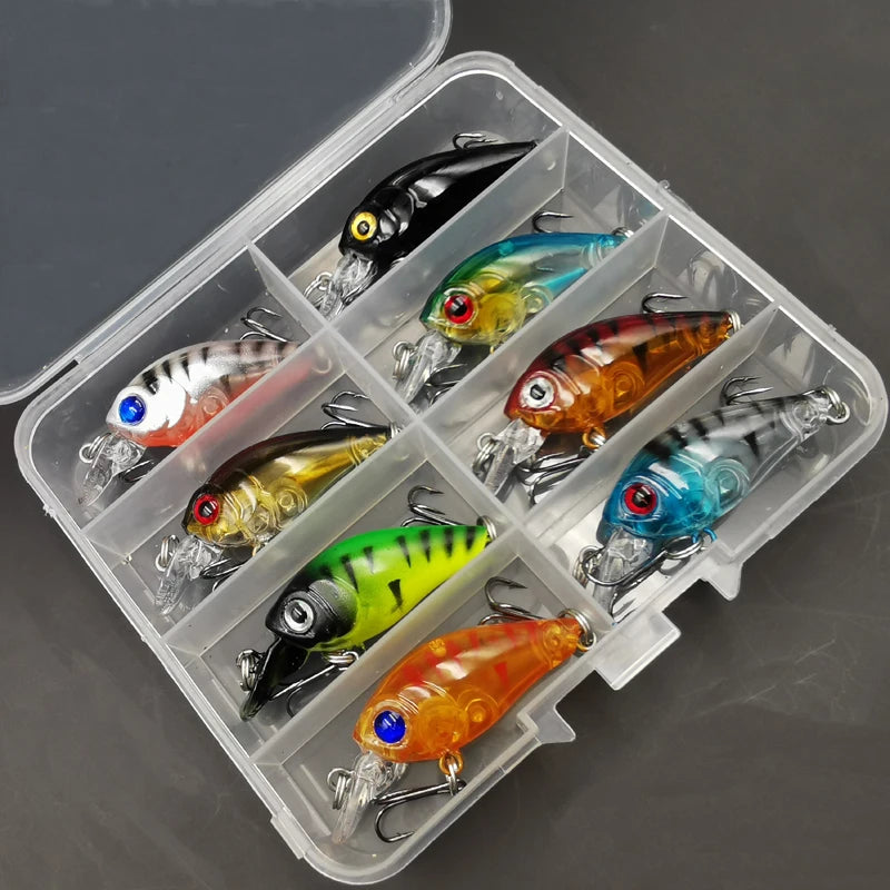 8pcs Crank Bait Minnow Fishing Lure Set