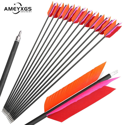 6/12pcs 31.6 Carbon Arrow Mix Goose Feather