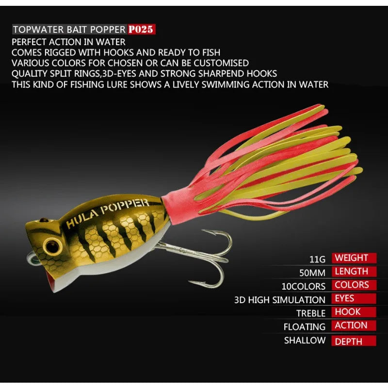 Mini Hula Popper Lure Topwater Trolling Bait