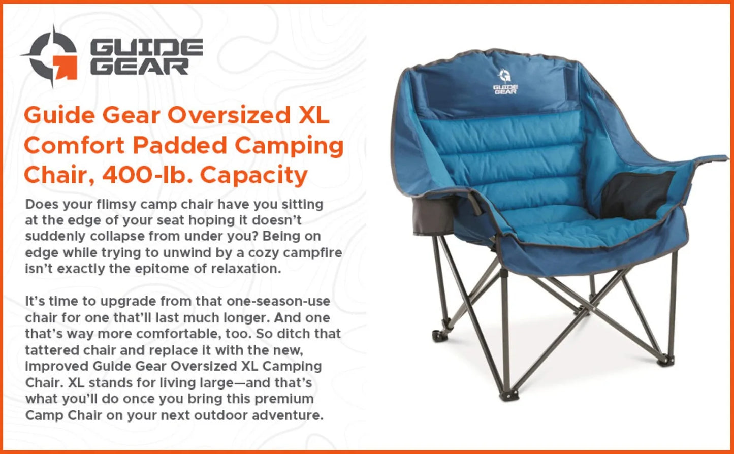 Oversized XL Padded , Portable, Camp Lounge Chairs for Outdoor,