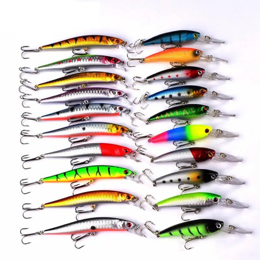 20Pcs  Kit  Rotating Floating  Minnow Crankbait Wobblers