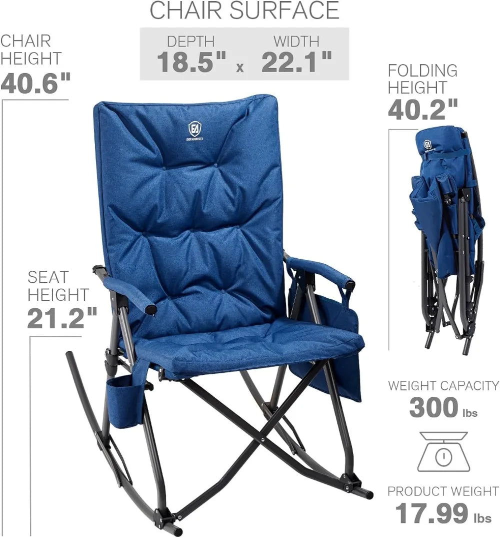 Oversized Folding Rocking Camping Padded Portable  Chair