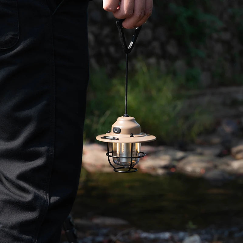 Portable Camping Lanterns Retro Hanging Tent Lamp Dimmable Light