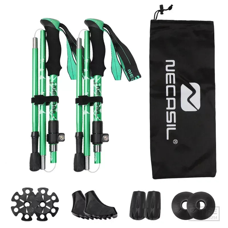 2pcs Trekking  Folding Collapsible Hiking Poles