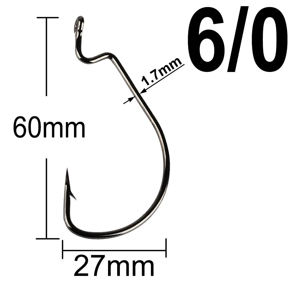 100 pcs Wide Gap Worm Fishing  Bass Hooks