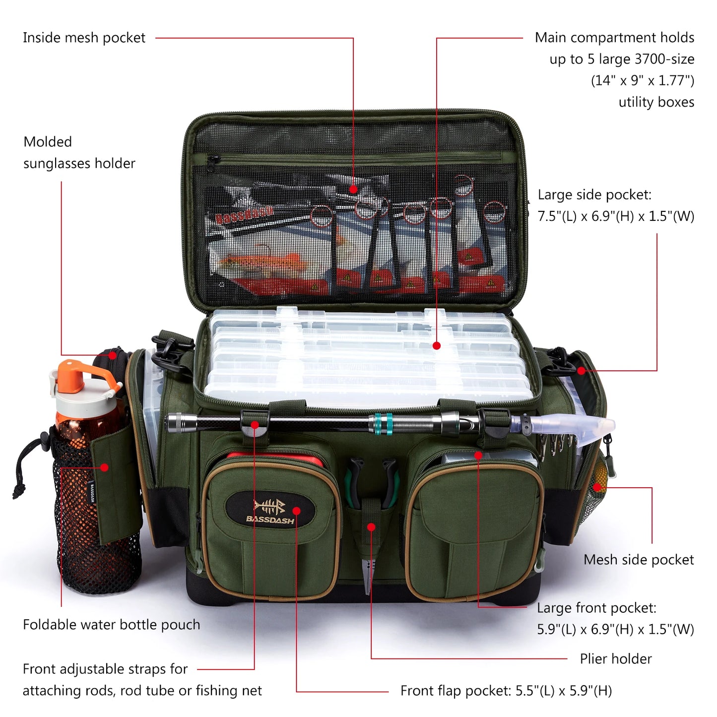 Fishing Tackle Shoulder Bag Water Resistant