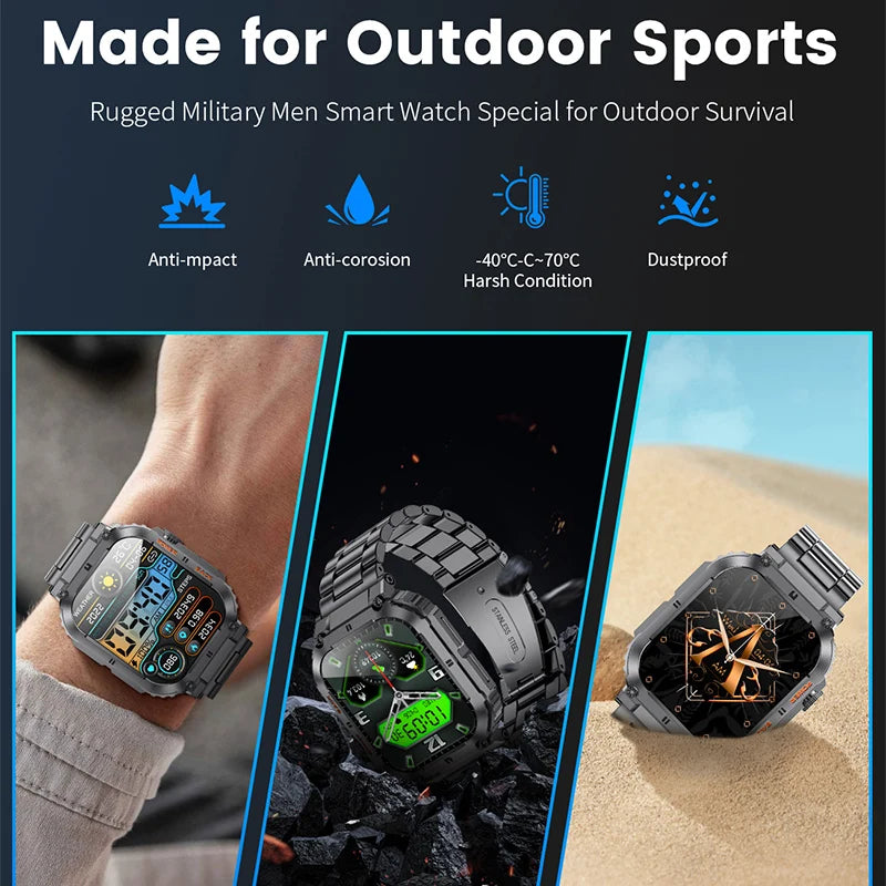 Sports Fitness Smartwatch For Men Bluetooth Waterproof