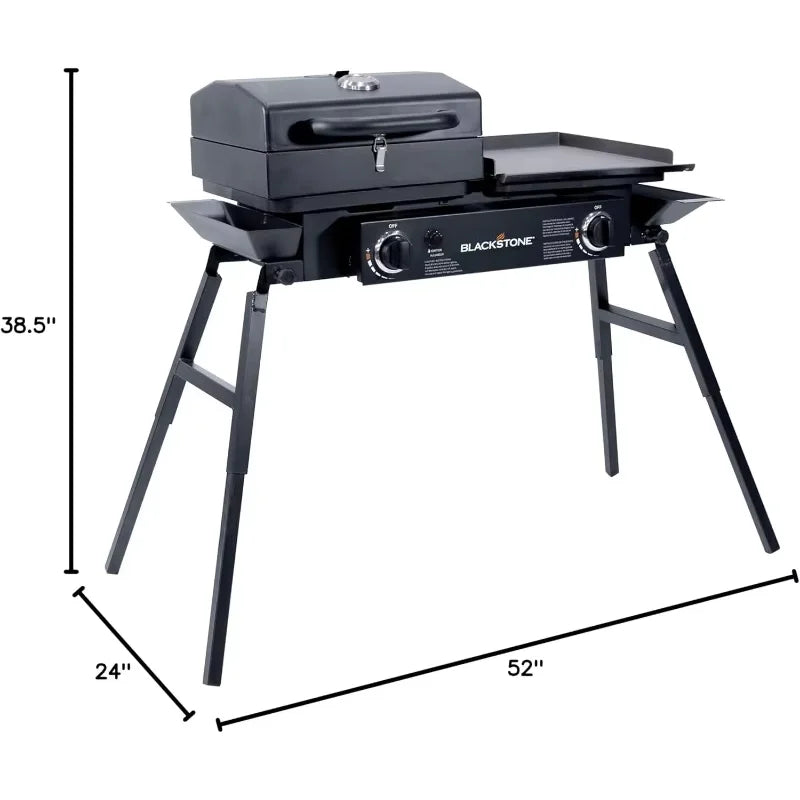 Blackstone Tailgater Stainless Steel 2 Burner Portable Gas Grill and Griddle Combo