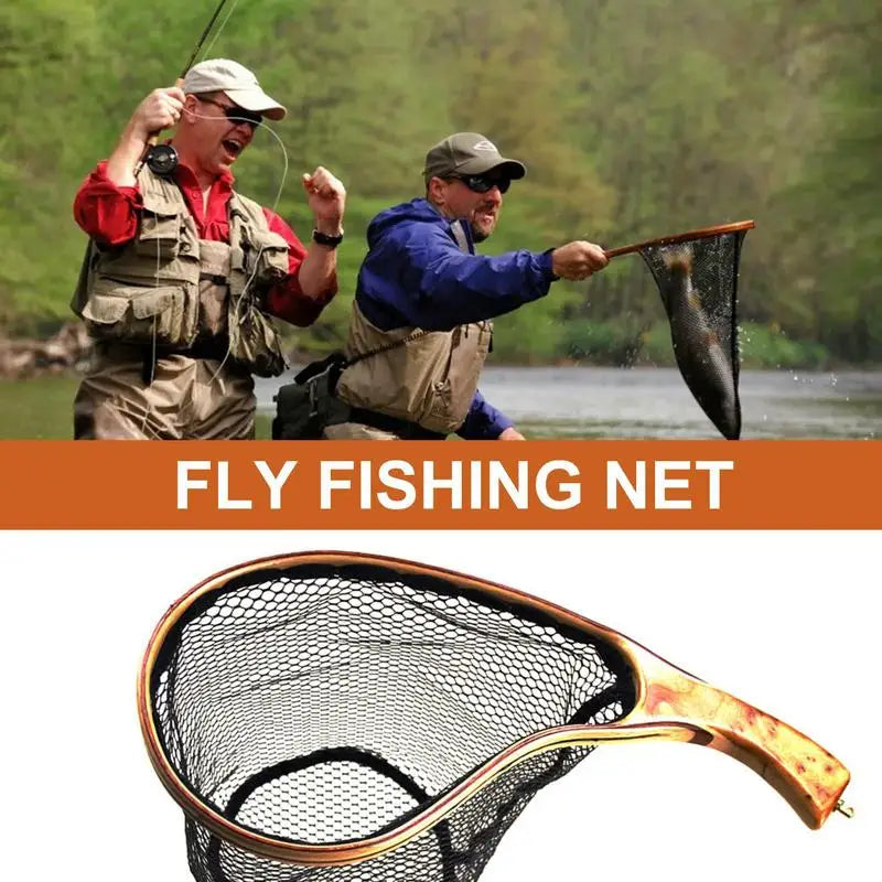 Fly Fishing Net Net With Wooden Handle