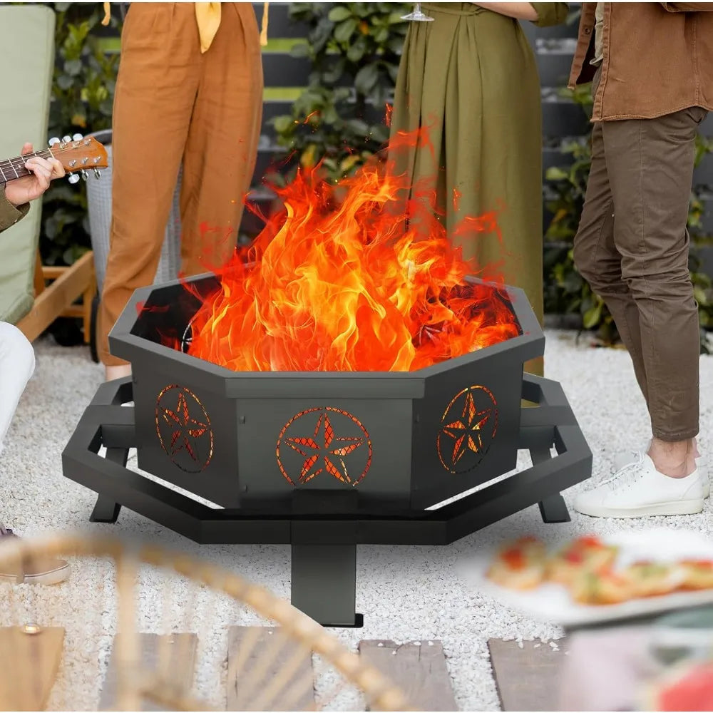 42 Inch Octagonal Fire Pit ,Outdoor ,Wood Burning