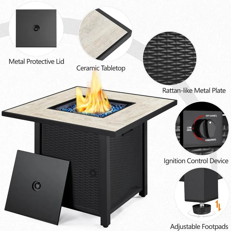 Propane Gas Fire Pit Table Outdoor