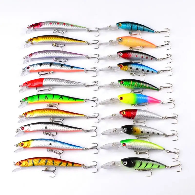 20Pcs  Kit  Rotating Floating  Minnow Crankbait Wobblers