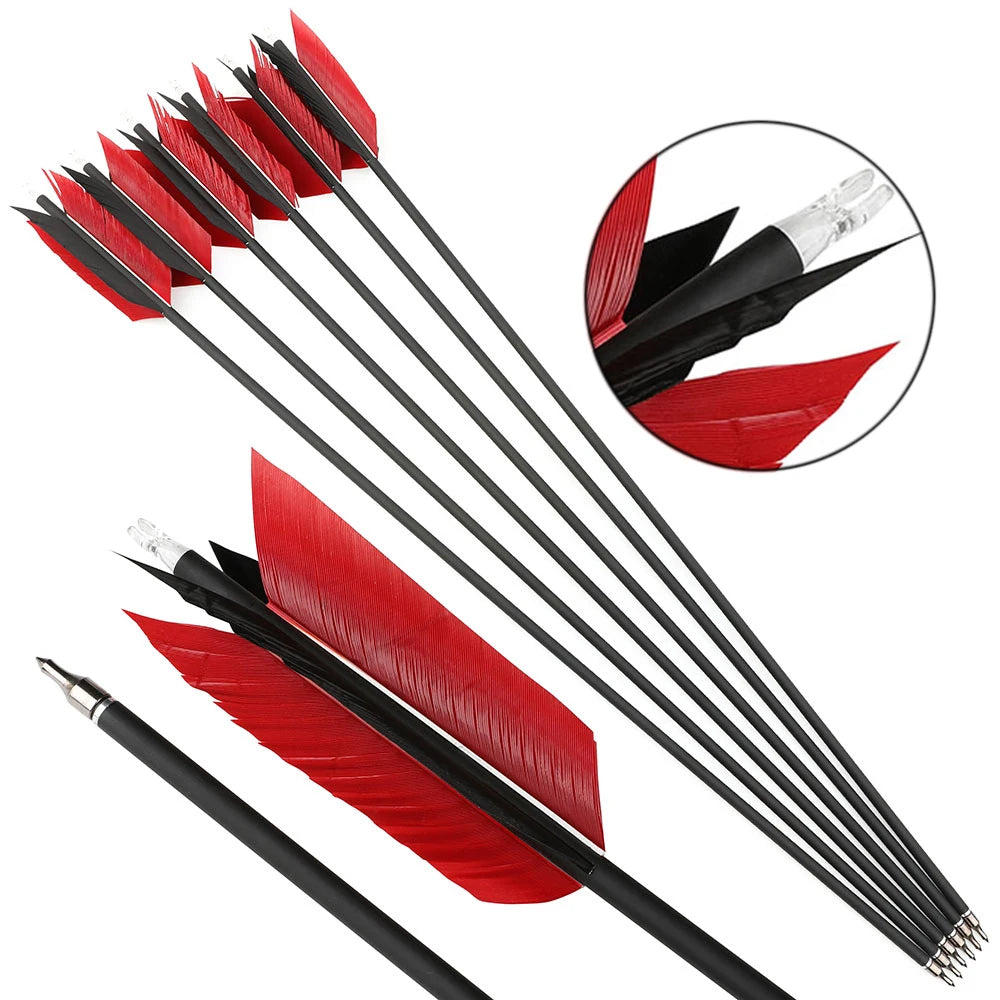 6/12pcs 31.6 Carbon Arrow Mix Goose Feather