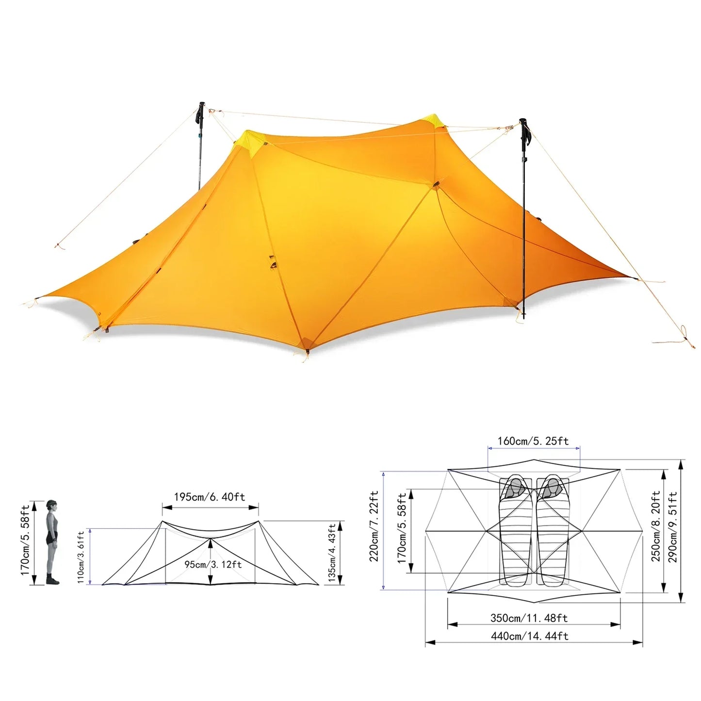 Ultralight 4 Persons 3 Seasons Camping Tent