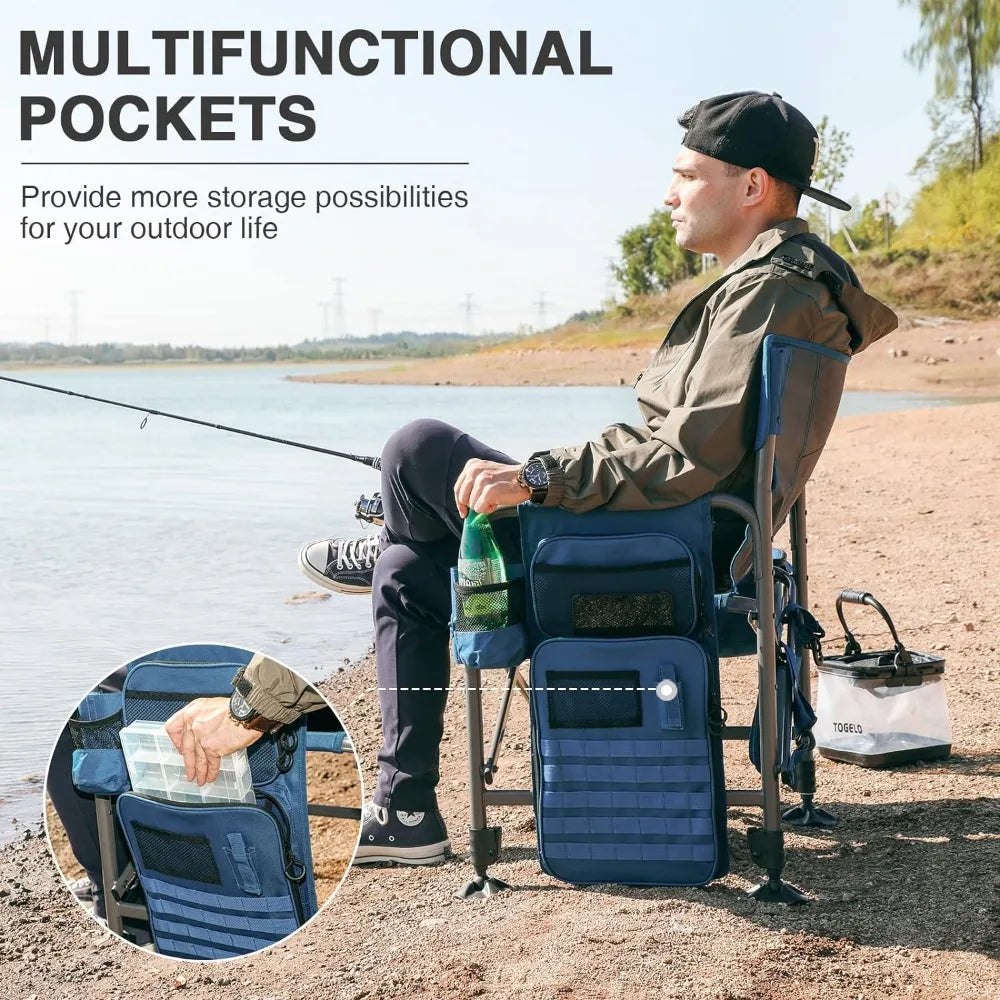 Fishing Chair with Rod Holder and Cooler